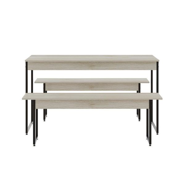 Mesa De Jantar Com 2 Bancos Estilo Industrial Tub Snow / Est.preta