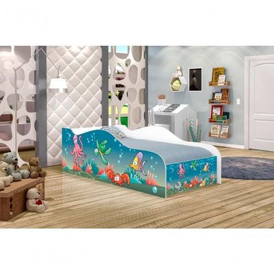 Cama Carro Fun Adesivada Aquário Solteiro