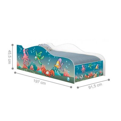 Cama Carro Fun Adesivada Aquário Solteiro