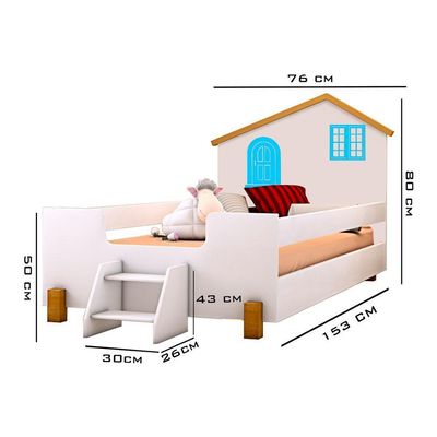 Cama Belíssima Com Colchão Incluso – Estrutura Reforçada, Design Azul Criativo