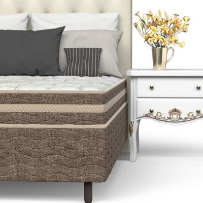 Conjunto Box Casal Mola Ensacada Prodormir Solar Bambu Bege
