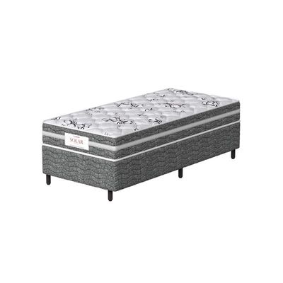 Conjunto Box Solteiro Mola Ensacada Prodormir Solar Bambu Cinza