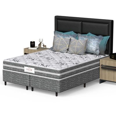 Conjunto Box Queen Mola Ensacada Prodormir Solar Bambu Cinza