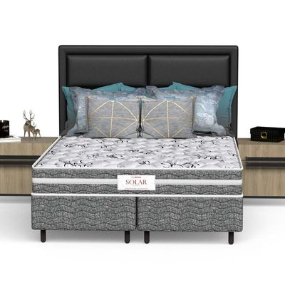Conjunto Box Queen Mola Ensacada Prodormir Solar Bambu Cinza