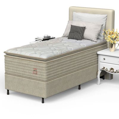 Conjunto Box Solteiro Mola Prodormir Hercules New Bege