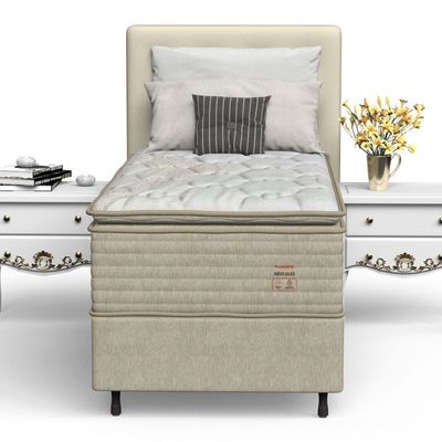 Conjunto Box Solteiro Mola Prodormir Hercules New Bege