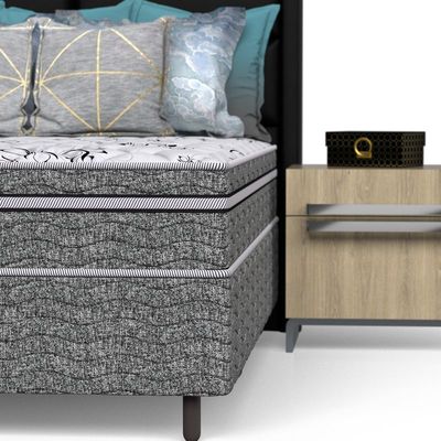 Conjunto Box Queen Mola Ensacada Prodormir Outback New Cinza