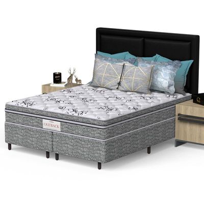 Conjunto Box Queen Mola Ensacada Prodormir Outback New Cinza