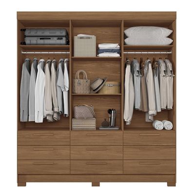 Guarda-Roupa Casal Santos Andirá Colombo com 6 Portas, 9 Gavetas e 4 Prateleiras 194,4cm de largura Jatobá