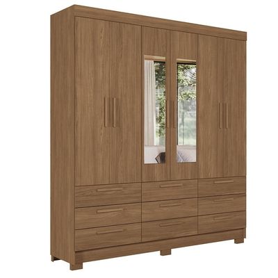 Guarda-Roupa Casal Santos Andirá Colombo com 6 Portas, 9 Gavetas e 4 Prateleiras 194,4cm de largura Jatobá