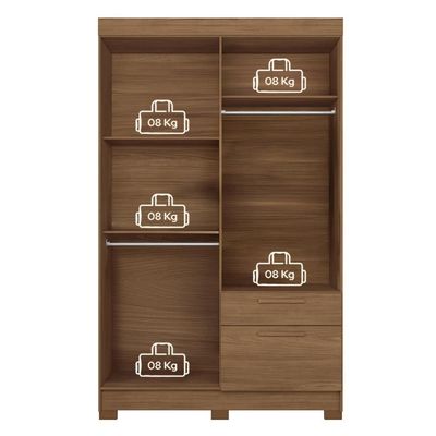 Guarda-Roupa Solteiro Santos Andirá Londrina com 4 Portas, 2 Gavetas e 3 Prateleiras 130cm de largura Jatobá