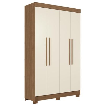 Guarda-Roupa Solteiro Santos Andirá Sarandi com 4 Portas, 2 Gavetas e 4 Prateleiras 130cm de largura Jatobá com Areia