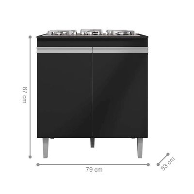 Balcão De Cozinha 2 Portas Cambrigde Preto Fosco