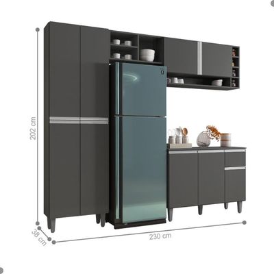 Cozinha Compacta Atlanta Cinza Fosco