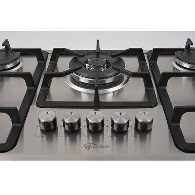 Cooktop 5 Bocas Fischer Infinity Trempe De Ferro Tripla Chama à Gás Mesa Inox Bivolt
