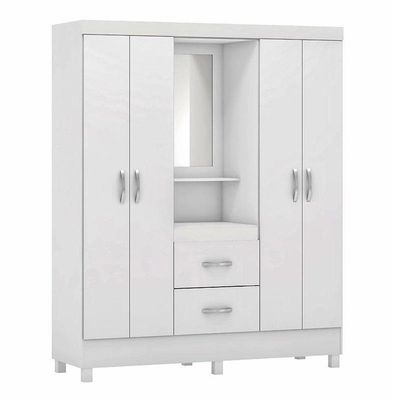 Cômoda Astral E Guarda Roupa Casal Lord Branco Flex - Demóbile