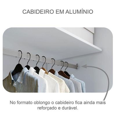 Guarda Roupa Solteiro Ambiente Dante 2 Portas Neve Com Espelho – Novo Horizonte