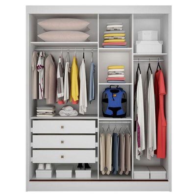Guarda Roupa Solteiro Ambiente Dante 2 Portas Neve Com Espelho – Novo Horizonte