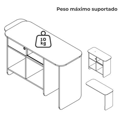 Mesa Escrivaninha Giratoria 3 Em 1 Cinamomo Off White Arly