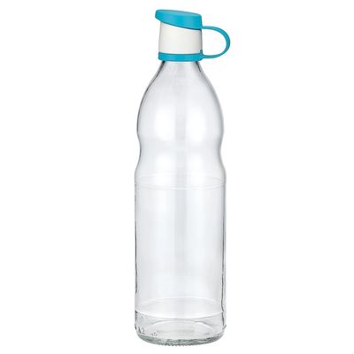 Garrafa de Vidro Le Silhuete Com Tampa Azul 1L