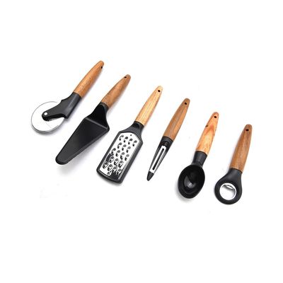 Conjunto de utensílios para Cozinha em Inox com Cabo de Madeira