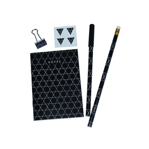 Kit Gift Le Office Geometric 1 Lápis Grafite, 1 Caneta Fine, 1 Caderneta, 1 Binder 19mm e Adesivos Kit Gift Le Office Geometric 1 Lápis Grafite, 1 Caneta Fine, 1 Caderneta, 1 Binder 19mm e Adesivos