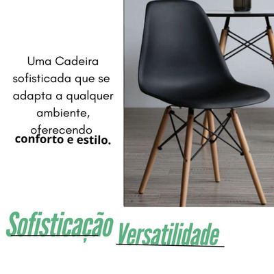 Mesa Elegante Eiffel Eames Preta Quadrada 90cm Com 04 Cadeiras Eiffel Preto