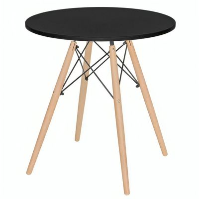 Jogo Jantar Mesa Moderna Eames Eiffel 90cm E 4 Cadeiras Eames Eiffel Preta.