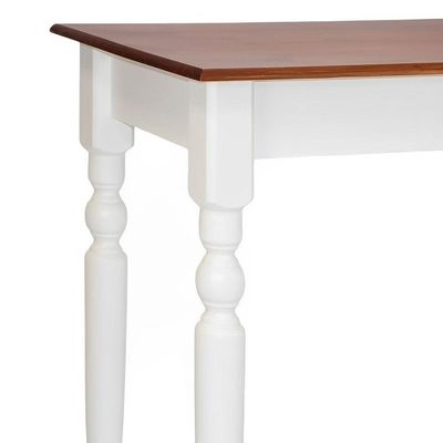 Aparador De Sala Ou Escrivaninha Rústico Madeira 1 Gavetas Com Pés Torneados - Branco Laca Com Tampo Imbuia Glazer