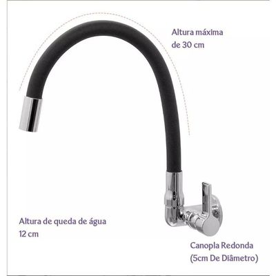 Torneira Gourmet C61 Flexível De Cozinha Preta 1-4 De Volta
