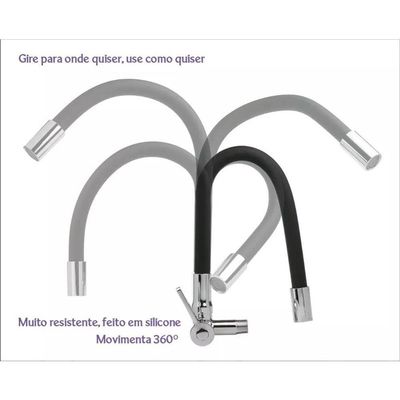 Torneira Gourmet C61 Flexível De Cozinha Preta 1-4 De Volta