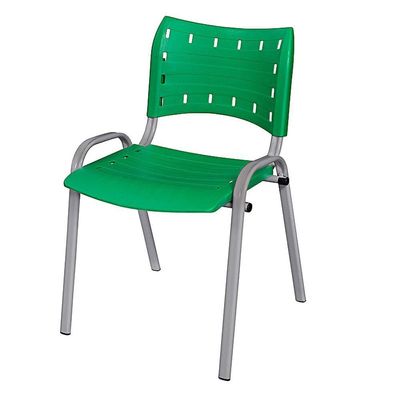 Cadeira Iso Base Cinza Escola, Escritório Verde - Kit 3 Un