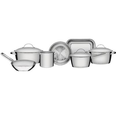 Jogo De Panelas 7 Peças Inox Fundo Triplo Allegra Tramontina Assadeira Frigideira