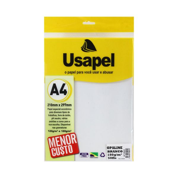 Papel Usapel A4 Opaline Diplomata 180g com 50 Folhas Branco Papel Usapel A4 Opaline Diplomata 180g com 50 Folhas Branco