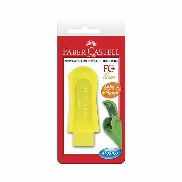 Apontador Faber-Castell com Depósito e Borracha Mix Neon Cores Diversas - Item Sortido Apontador Faber-Castell com Depósito e Borracha Mix Neon Cores Diversas - Item Sortido