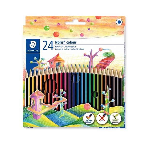 Lápis de Cor Staedtler Noris Sextavado Madeira 24 Cores Vibrantes Lápis de Cor Staedtler Noris Sextavado Madeira 24 Cores Vibrantes