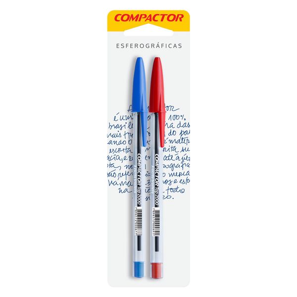 Caneta Esferográfica Compactor Top Azul e Vermelha