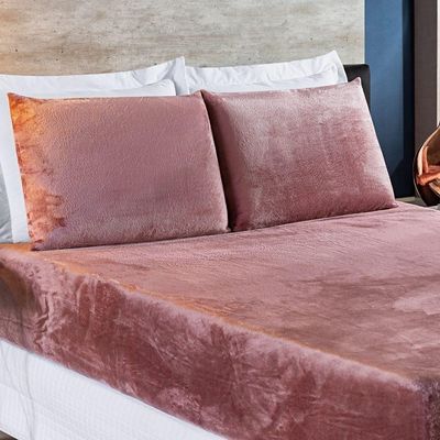 Jogo De Cama Solteiro Biasoft Manta Flannel 2 Peças - feita na tonalidade Rosê