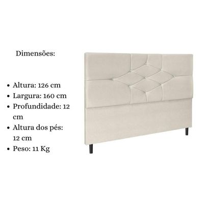 Cabeceira Cama Box Queen 160 Cm Camboriú Suede Bege E Frame