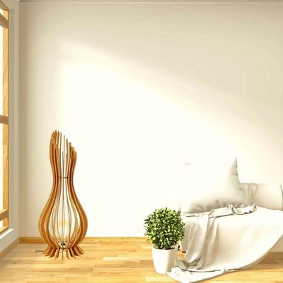 Abajur Grande De Chão Ana Maria Mdf Luminária - Mdf Cru - Kit Com 2 - 90x28cm E 60x18cm