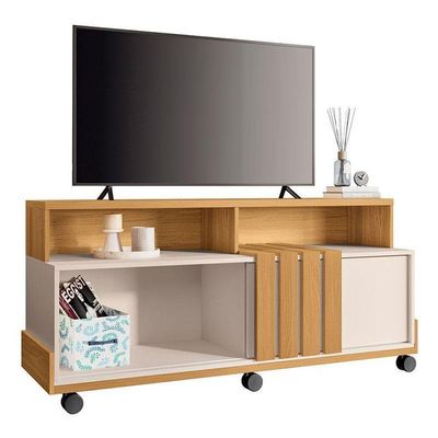 Rack Bancada Graci 1.3 Com Mesa De Centro Sky Cinamomo Off White – Hb Móveis