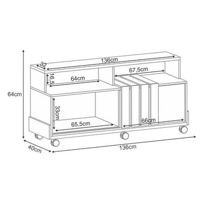 Rack Bancada Graci 1.3 Com Mesa De Centro Sky Cinamomo Off White – Hb Móveis