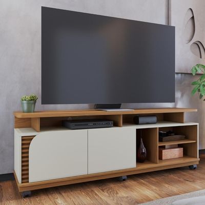 Rack Tvs 75 E 1 Prateleira Florença Freijó Off White Matte