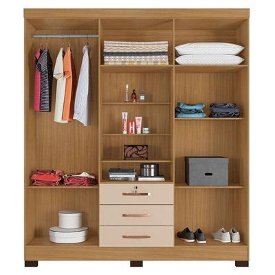 Guarda Roupa Casal Imperial Com Armário Multiuso Egito E Cômoda Madri Carvalho Americano Off White - Incorplac