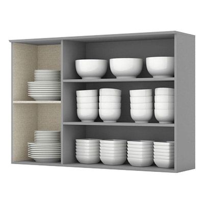 Armário Aéreo 3 Portas Com Vidro 120 Cm Americana Cinza – Henn