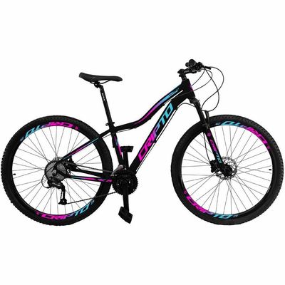 Bicicleta Aro 29 21v Freios Disco - Preto/Azul/Rosa - 15"
