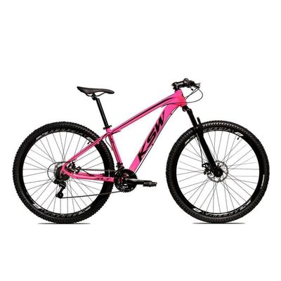 Bicicleta Aro 29 Ksw 21v Com Suspensão E Freios A Disco - Rosa-preto - 15"