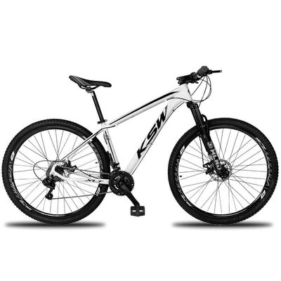 Bicicleta Aro 29 Ksw 21v Com Suspensão E Freios A Disco - Branco-preto - 17" Branco-preto