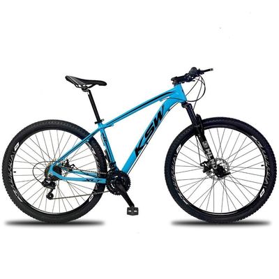 Bicicleta Aro 29 Ksw 21v Com Suspensão E Freios A Disco - Azul-preto - 21 Azul-preto