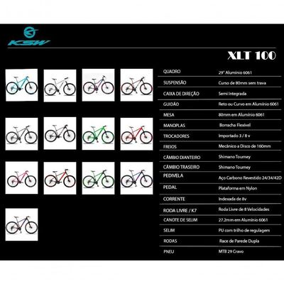 Bicicleta Aro 29 Ksw Xlt 24 Marchas Shimano E Freios A Disco Quadro 21" Grafite-preto